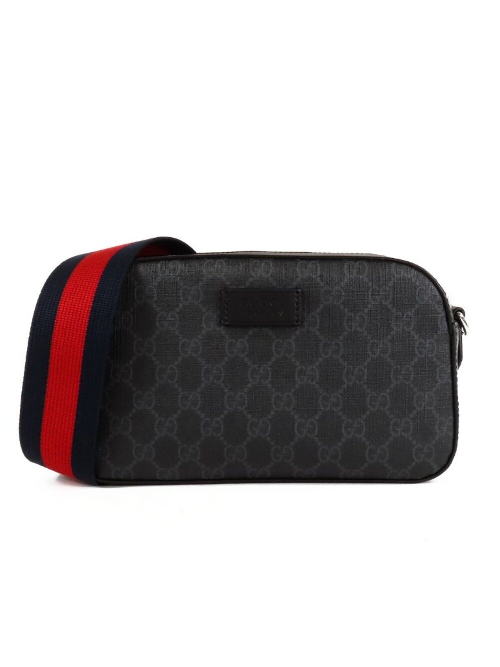 Gucci Shoulder Bag Black GG Supreme Canvas Leather Second